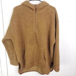 Old Navy Sweatshirt Womens Large Sherpa Quarter Zip Chocolate Pot Hoodie